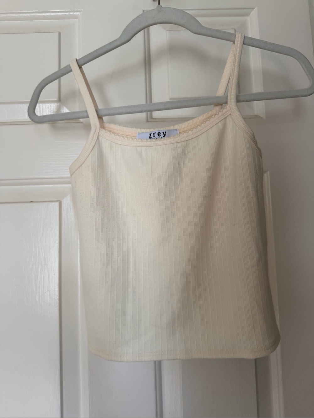 Grey Ribbed Cream Spaghetti-Strap Camisole
